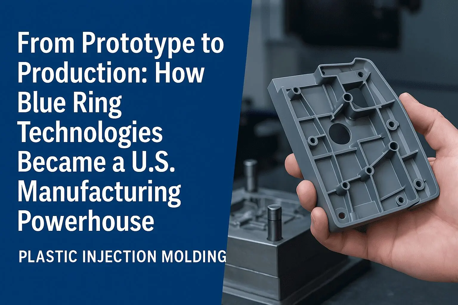 Hand holding molded plastic part