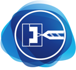 Abstract blue symbol on black background