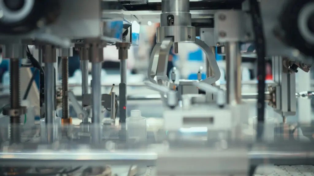 Close-up of industrial machinery in operation.
