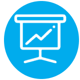 Chart icon with upward trend on screen.