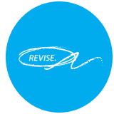 Blue circle with the word "Revise.