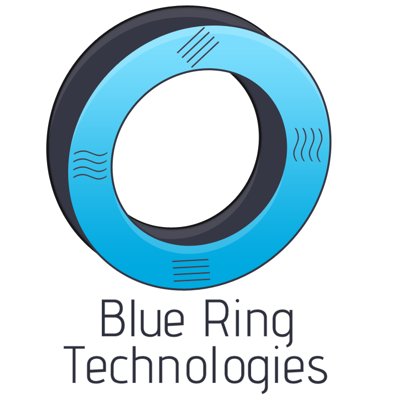 Logo of Blue Ring Technologies with blue circular design.